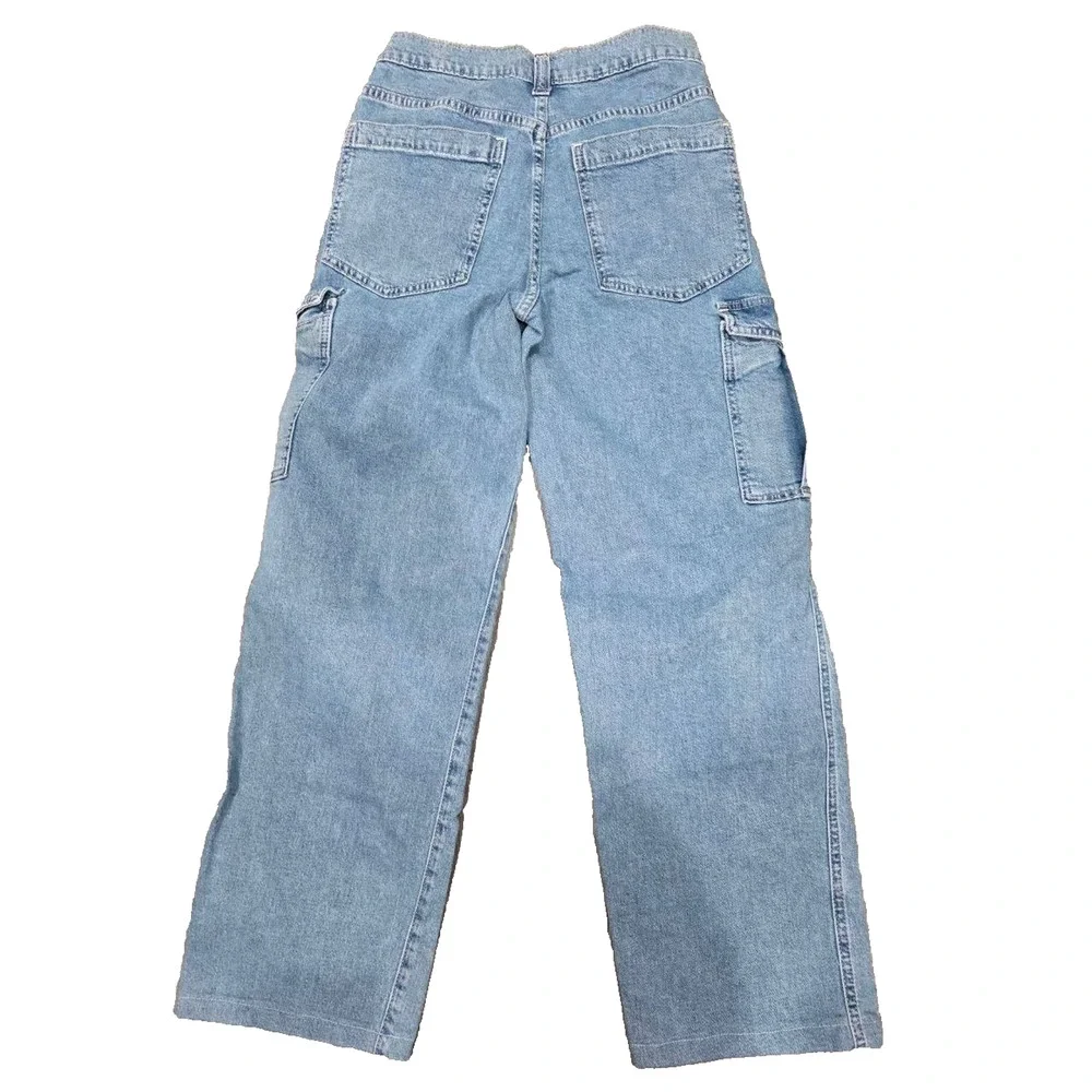GAP 90's Loose Mid Rise cotton Cargo Jeans Women 24 Wide Leg Blue Denim A003268 - Picture 13 of 13